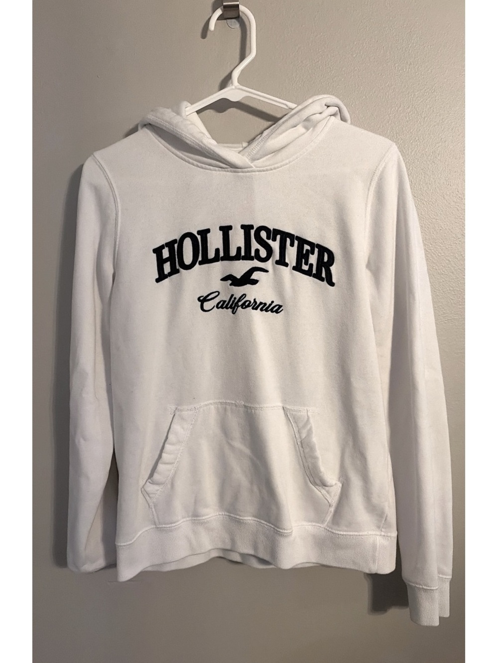 Hollister White California Logo Hoodie Sweatshirt Size Small